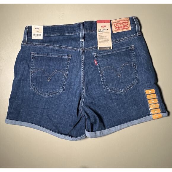 Levi’s Mid Length Shorts Mid Rise Women’s 12 / W31 Blue - Picture 6 of 7